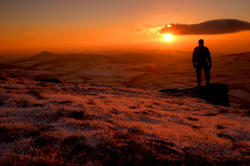 A winter sunset view from Shining Tor